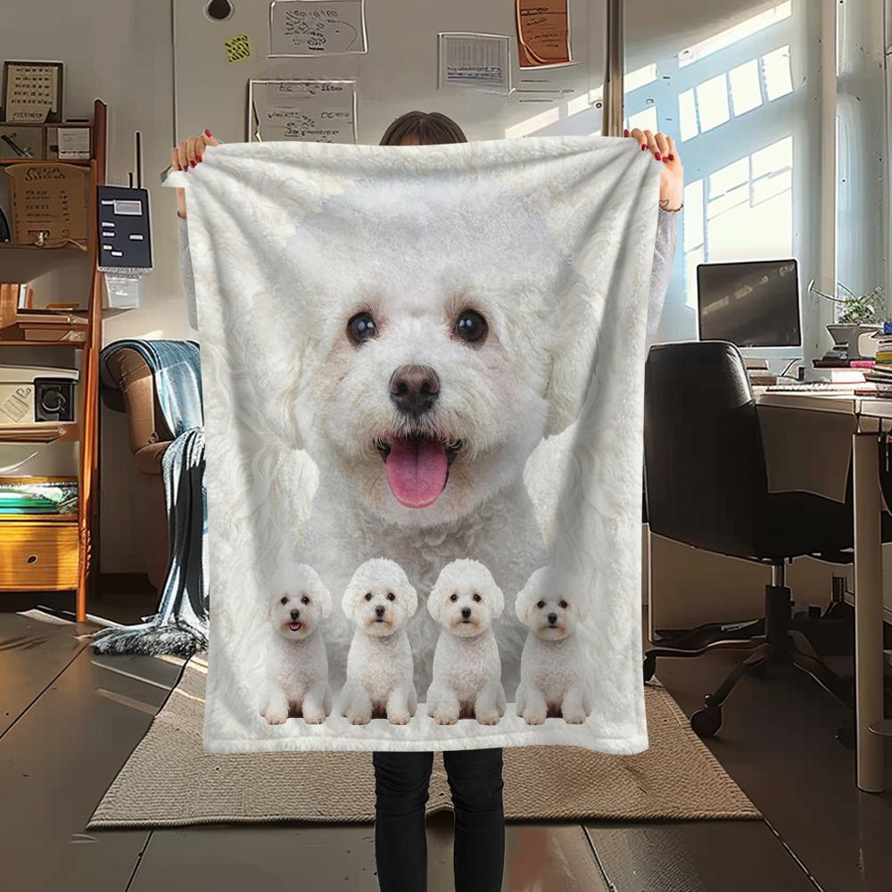 1Pc Chihuahua Poodle Dog Print Flannel Blanket, High quality Comfortable for All Seasons, Home Decor, Warmth and Comfort, Perfect for Gifts