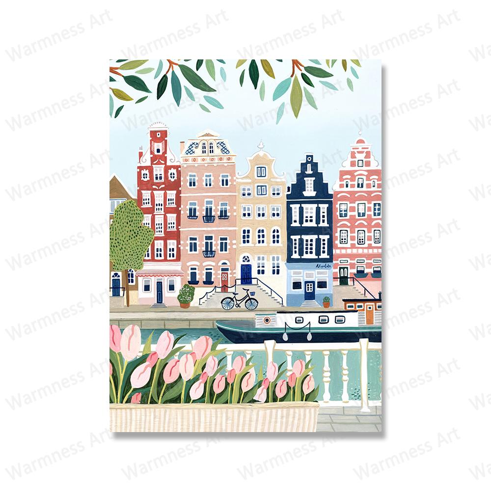 Travelling Urban Landscape Poster Hungary Italy Amsterdam New Zealand Switzerland Wall Art On Canvas