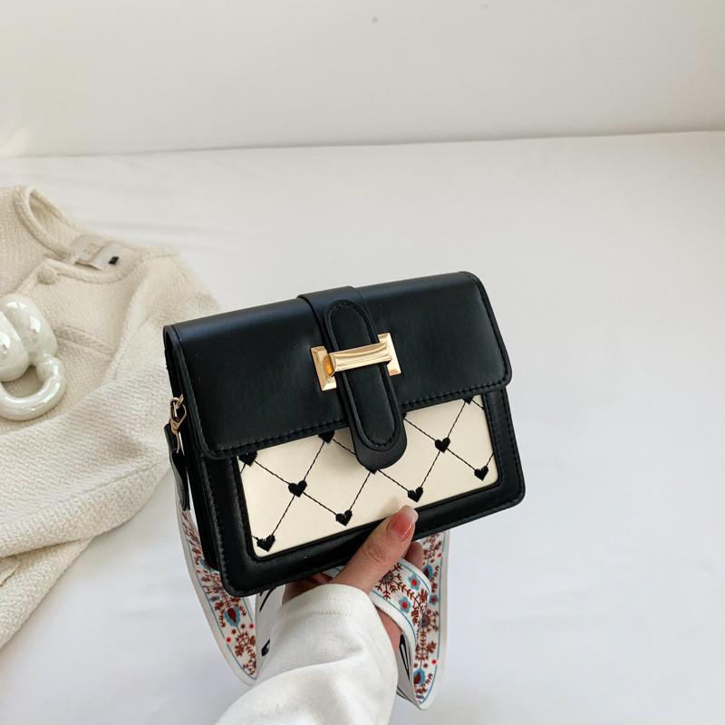 Small Stylish Pu Square Shoulder Bag For Women Fashionable Casual Commuter Crossbody Bag In Black White Green And Rose Red A For