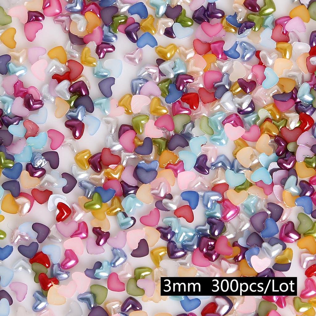 50-300Pcs Flatback Heart Shape Plastic ABS Imitation Pearl Beads For DIY Craft Scrapbook Decoration Apparel Sewing Garment Accessories