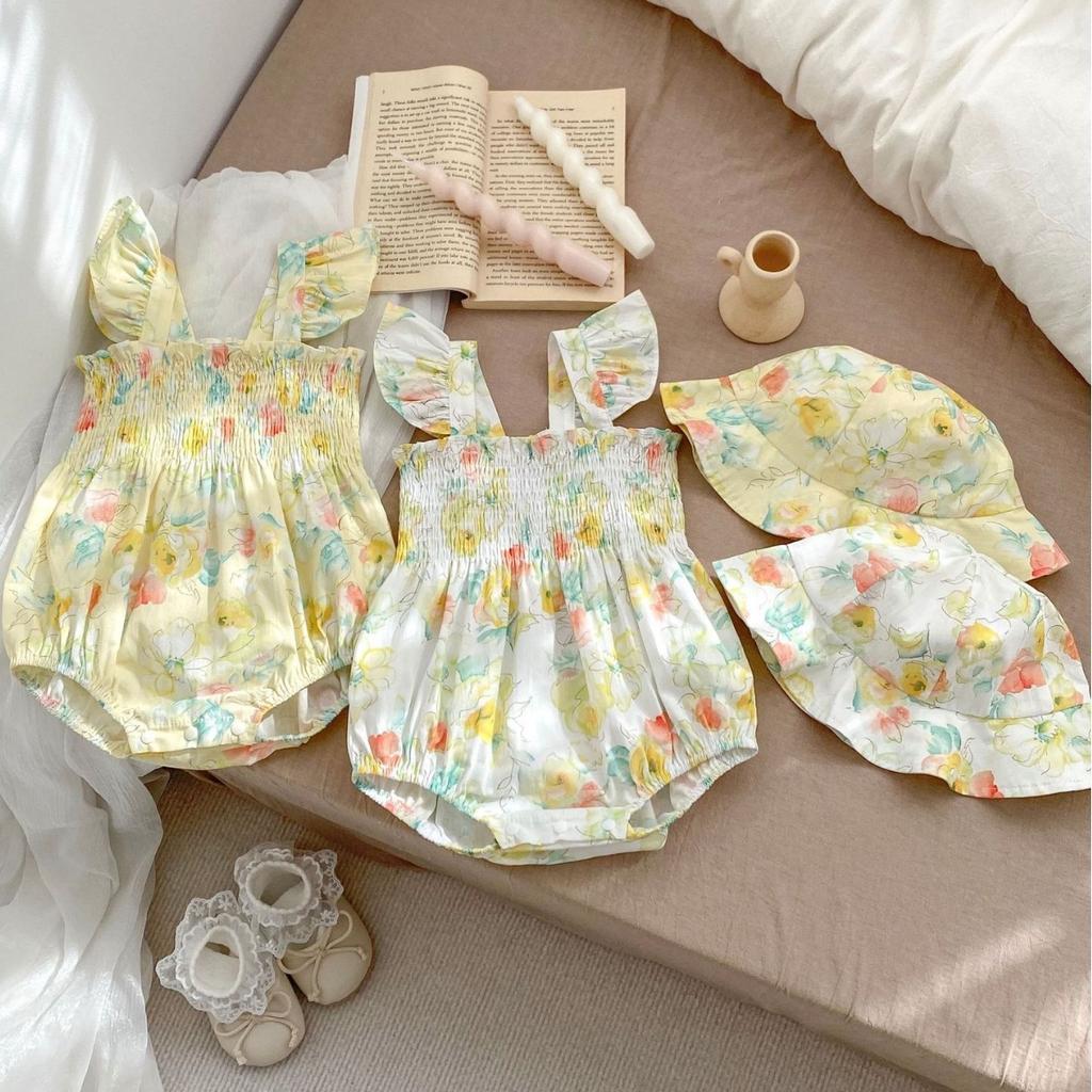 Baby Girl Summer Floral Ruffle Sleeve Romper Cute One Piece Crawl Suit