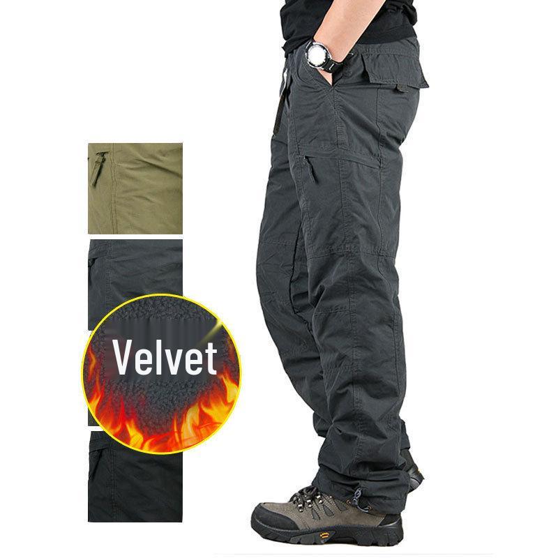 Men's Plus Velvet Thick Warm Cotton Casual Pants, Large Size - Autumn & Winter