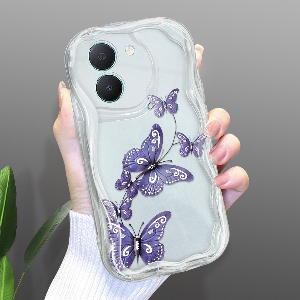 Cute Cartoon Pattern Cream Texture Casing Wavy Edge Soft Silicone Cover Phone Case for Vivo