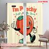 2pcs 2D Flat Printing Window Drapes Peachy Sweet Dandy Good Polyester Without Electricity Family Party Use for New Year and