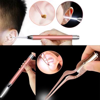 Hot LED Light Earpick Clean Svítilna Earpick Spoon & Pinzeta Ear Cleaner 