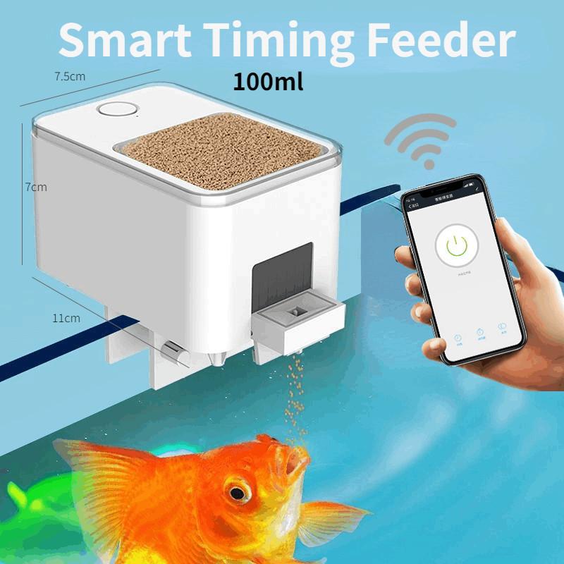 100ML/450ML/175ML/200ML Alimentador Automático para Aquário Controle Remoto Inteligente Sem Fio Máquina de Alimentar Peixes Dispensador de Comida com Temporizador para Aquário