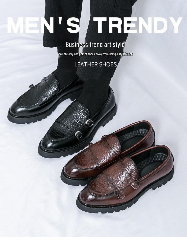 Men's Summer Slip-On Leather Loafers - Casual, Thick Sole, Height-Boosting Moccasins
