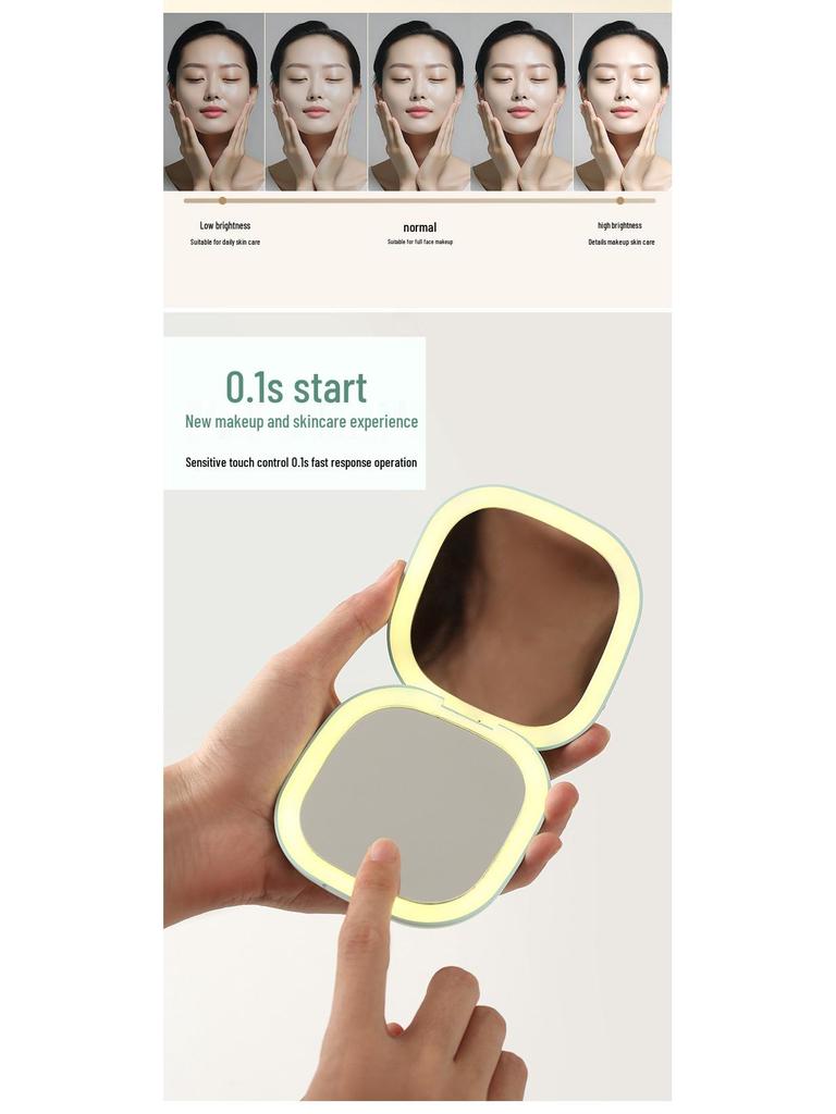Dual-Sided LED Makeup Mirror: Rechargeable, 5X Magnification, Portable, Foldable, Customizable