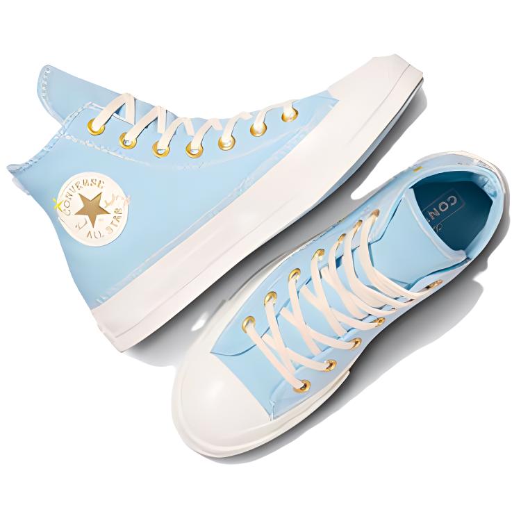 Converse Chuck 70 Comfortable Fashion High-Top Canvas Shoes Unisex Sneakers Blue White Gold A09838C