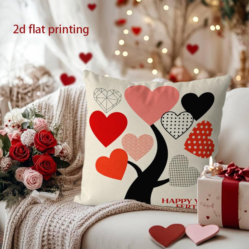 Poduszka z wzorem Drzewa Serca do Dekoracji Walentynkowej Poszewka na Poduszkę Odpowiednia do Sofy Sypialni Samochodu Poszewka na Poduszkę