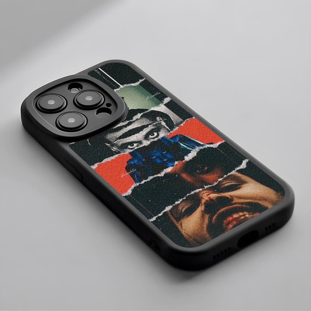 Fashion Cool Weeknd Poster Singer Phone Case For iPhone 16 15 14 13 12 11 Plus Pro Max Lambskin Silicone Cover Black