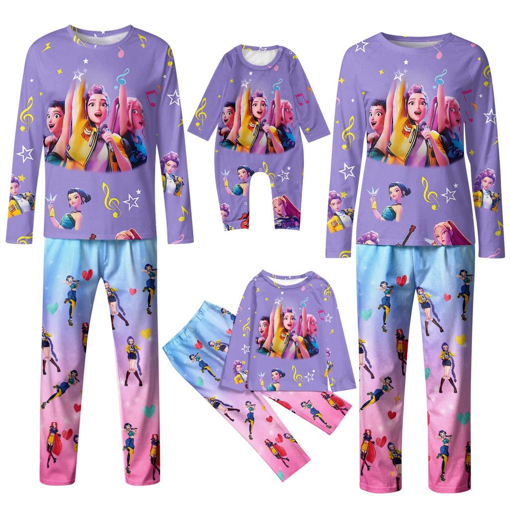 Familie Matchende Sett Pyjamas, Loungewear Antrekk, Familie Matchende Langermet Topp+Bukse Sett