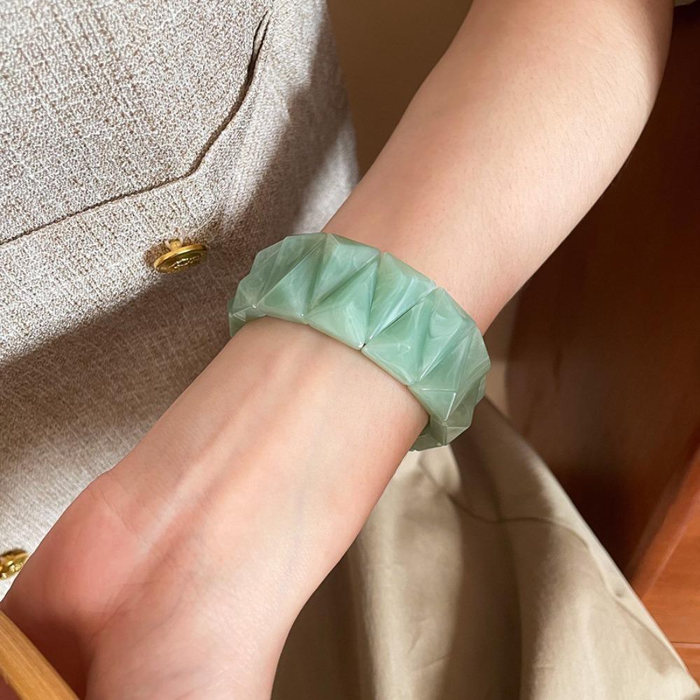 Smudging Acrylic Bangle Wide Triangle Retro Hand Ring Creative Irregular Wide Bracelet Lady Girls