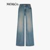 MO&Co. Tencel-Blend Distressed Straight-Leg Jeans