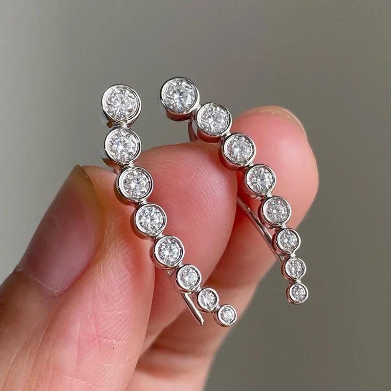 Gift Chic Round Cubic Zirconia Earrings for Women Simple Versatile Ear Piercing Hook  Temperament Elegant Girl Zircon