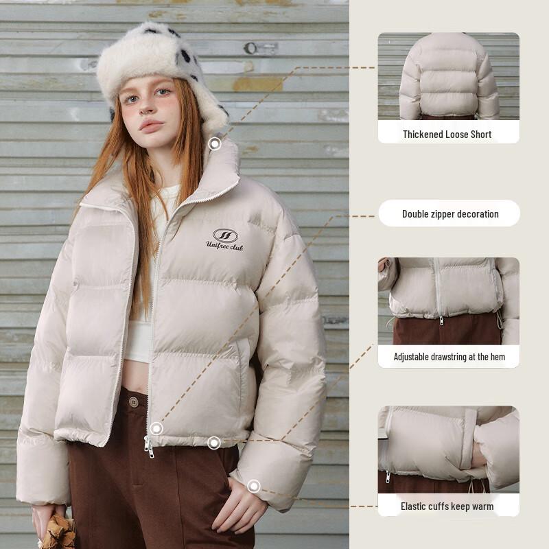 UNIFREE Women's Stand-Collar Short Puffer Down Jacket