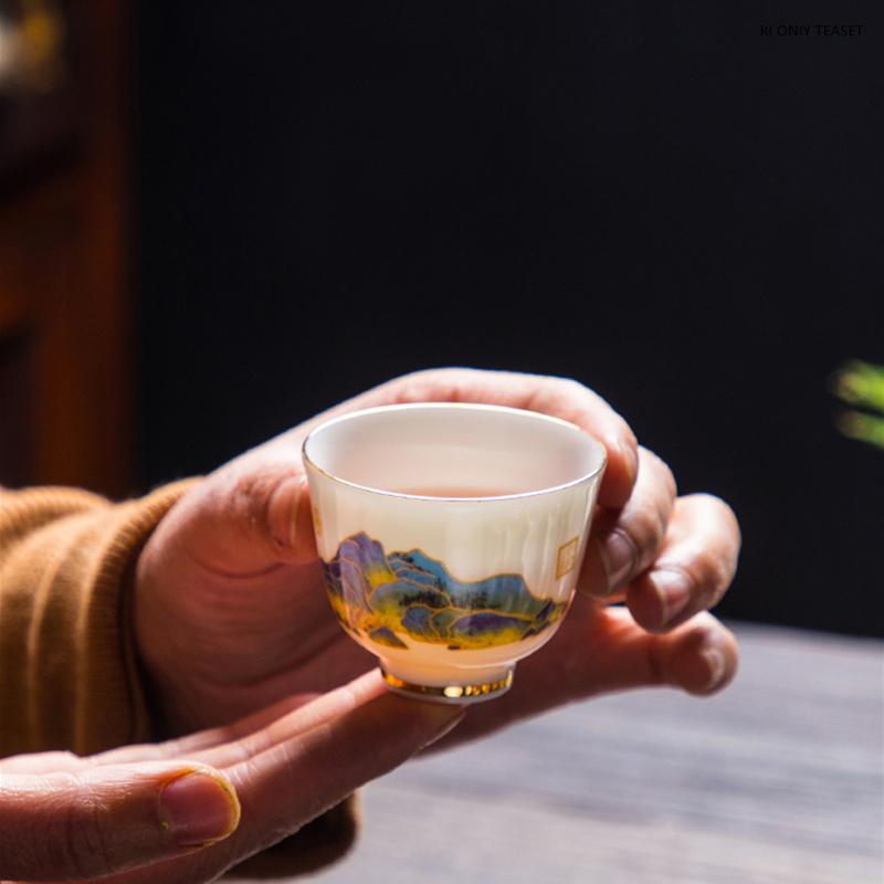 11 Pcs/set Chinese Ceramics Tea Set Handmade Suet Jade White Porcelain Teapot Bamboo Leaf Gaiwan Kettle Teacup Household Teaware