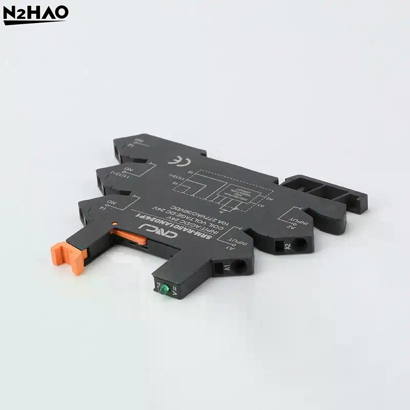 1Pcs Plastic SRM-RA501AND24-P1 Black Direct Current Ultra-Slim Relay Module Alternating Current Rail Type Slim Relay Base