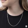 [Amberta] Women's 925 Sterling Silver 2mm Rhombus Curved Chain Necklace: 2.3mm Silver Chain Necklace 55cm