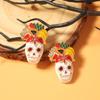 Rhinestone Vintage Earring Personality Enamel Skeleton Stud Earrings  Girl