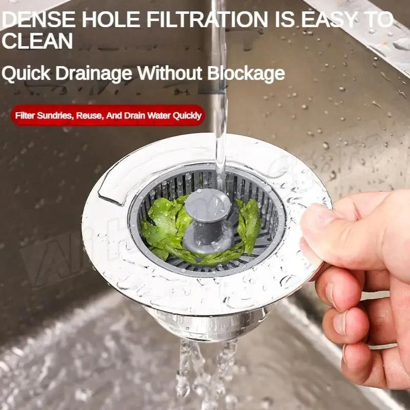 Küchen-Filterspüle 3-in-1 Pop-Up ABS Silberbeschichteter Spülsieb-Abflusskorb 327Qqping Verstopfungs-Rückschlagkern Auslaufsicherer Stöpsel
