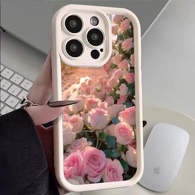 Ästhetisches Rosen-Blumenmuster, stoßfeste, weiche Hülle für iPhone 16/15 Pro Max/14/13/12/11/XS/XR/7/8 Plus/SE 2022 – stilvolle Schutzhülle