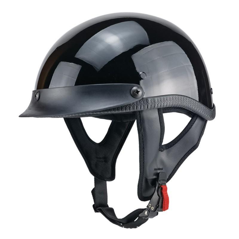 Classic American Style Half Face Motorcycle Helmet Adults ABS Material Open Scooter In Matte Black Glossy