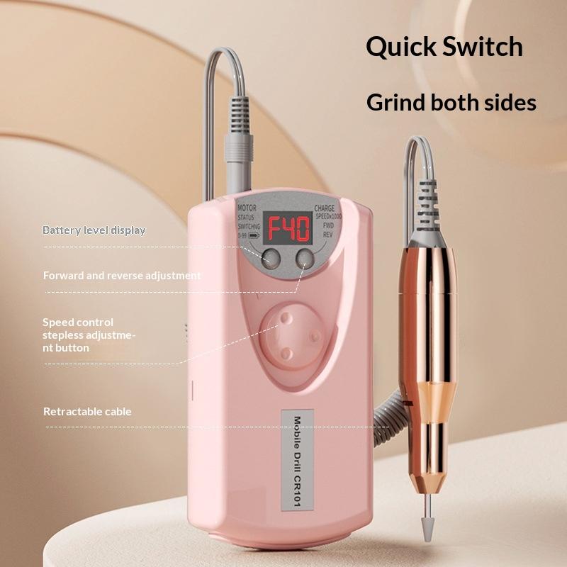 Nail Drill Machine Pro Lathe Nail Milling Cutter Rechargeable Nail Art Electric Sander Motor Polisher With 12 Polishing Head