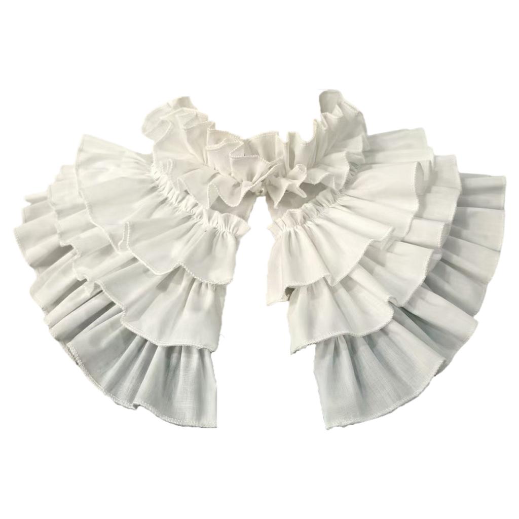 Vintage Tiered Ruffled Victorian False Collar Detachable Cotton Pleated Shawl for Women's Renaissances Costume Parties
