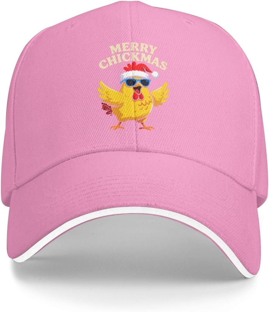 Merry Chickmas Chicken Funny Baseball Cap Cool Holiday Themed Washed Sports Hat Adult Unisex