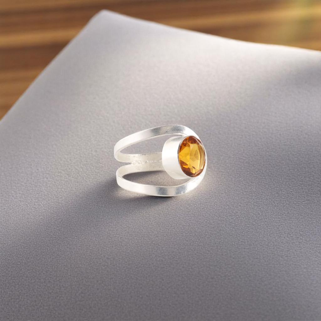 Rare Citrine Gemstone 925 Sterling Silver Jewelry Handmade Ring Gift For Mother RR-68-14