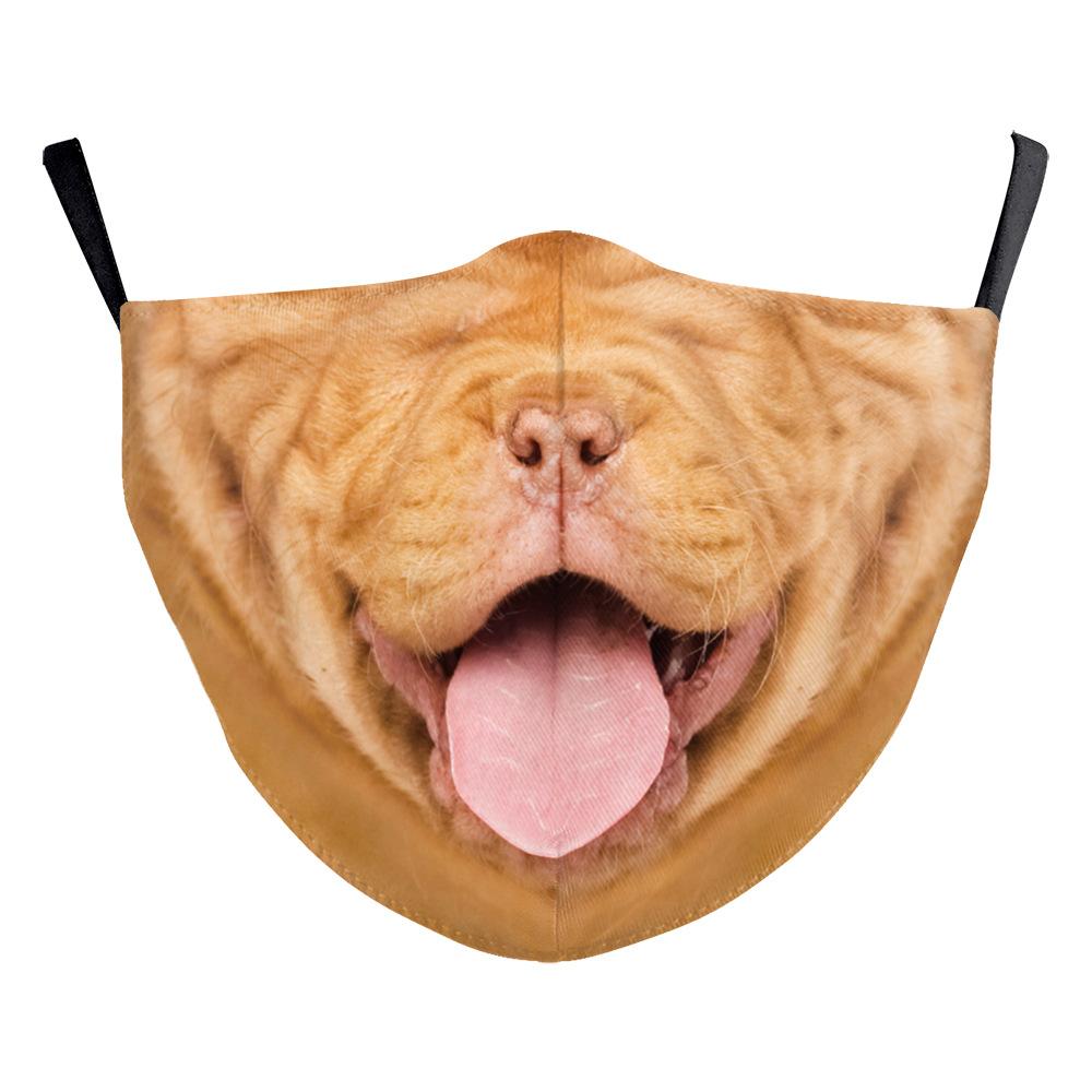 Animal Puppy Funny Mouth Anti-Haze Dustproof Adult Digital Print Protective Mask