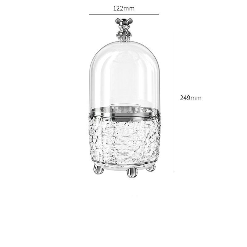 360 Rotating Makeup Brush Holder with Lid Clear Dustproof Make Up Brushes Container for Vanity Desktop Bathroom Cosmetic Storage