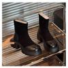 Medium boots 2025 autumn and winter new elastic thin boots thick heel boots fashionable versatile thick-soled British style medium heel women's boots