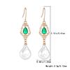 Classical Irregular Pearl Drop Earring with Green Zircon Rhinestone Gold Color Earrings for Women Exquisite Romantic
