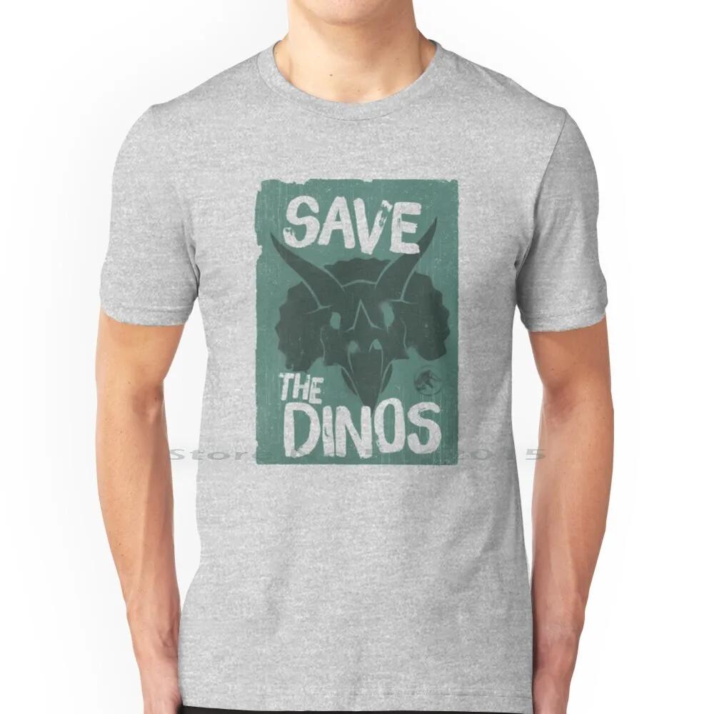 Worlldd Save The Dinos Distressed Poster T Shirt 100% Cotton Fifthsuntshirt 2020fifthsun Triceratops Save Dinos Distressed Short