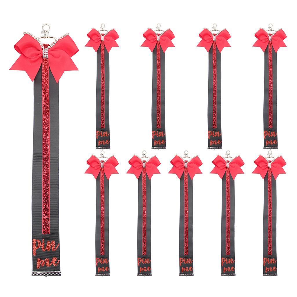 Cheerleading Competition Accessory Glittering Pin Me Ribbon Keychain for Backpacks and Goody Bags Sports Accessories