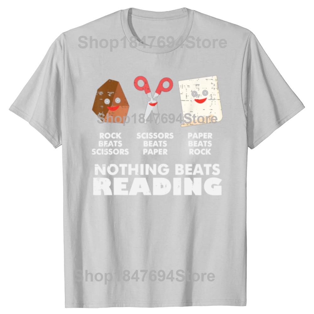 Funny Nothing Beats Reading Book Librarian100% Cotton T-shirts Men Fashion Casual Tshirt Loose Oversized Streetwear T Shirt