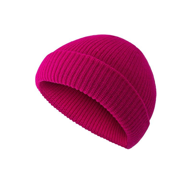 Solid color knitted hat men's autumn and winter hip-hop hat short trendy brand big head circumference warm wool cold hat