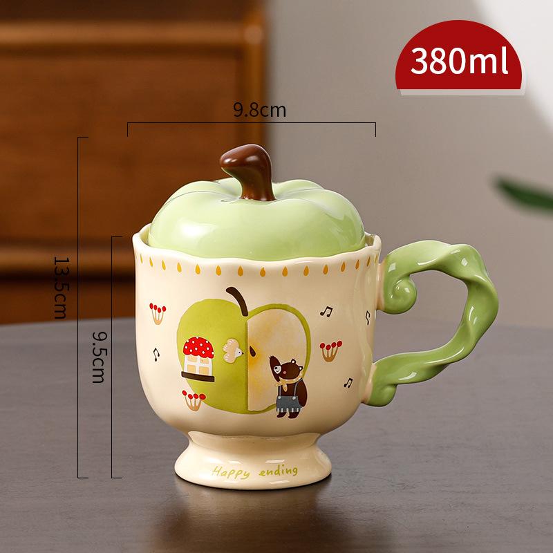 

Милая кружка Apple с крышкой, керамическая чашка, сувенир, чашка для питьевой воды, офисная, высококлассная кофейная чашка, Рождество 301-400ml