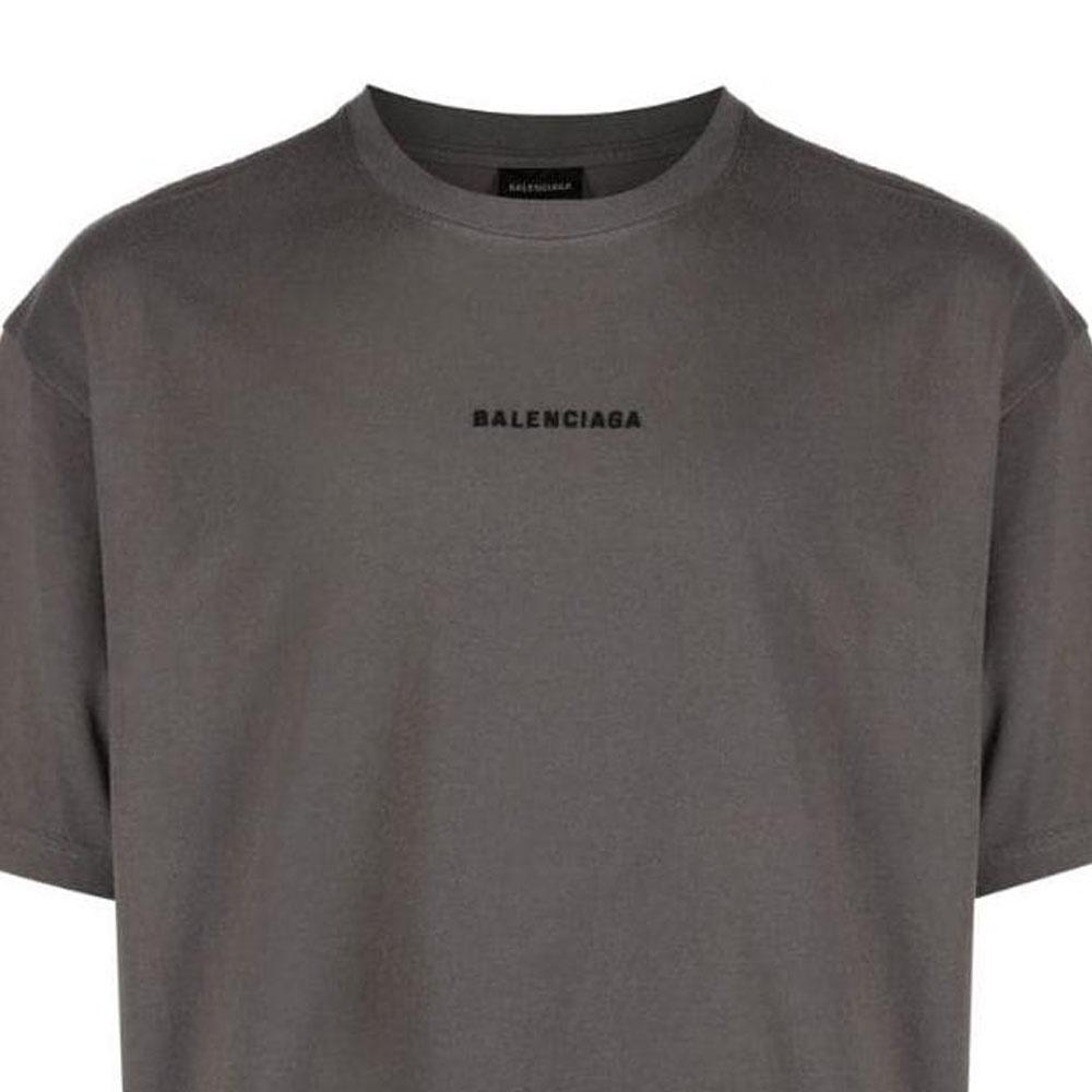 Balenciaga Embroidered-Logo Cotton T-shirt 'Grey' Men's 612966TNVG91300
