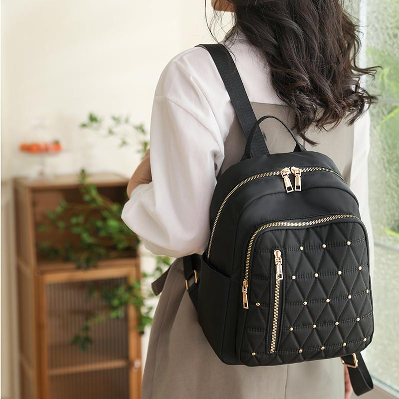 IELGY Oxford cloth backpack, fashionable versatile large-capacity women s leisure travel backpack чёрный