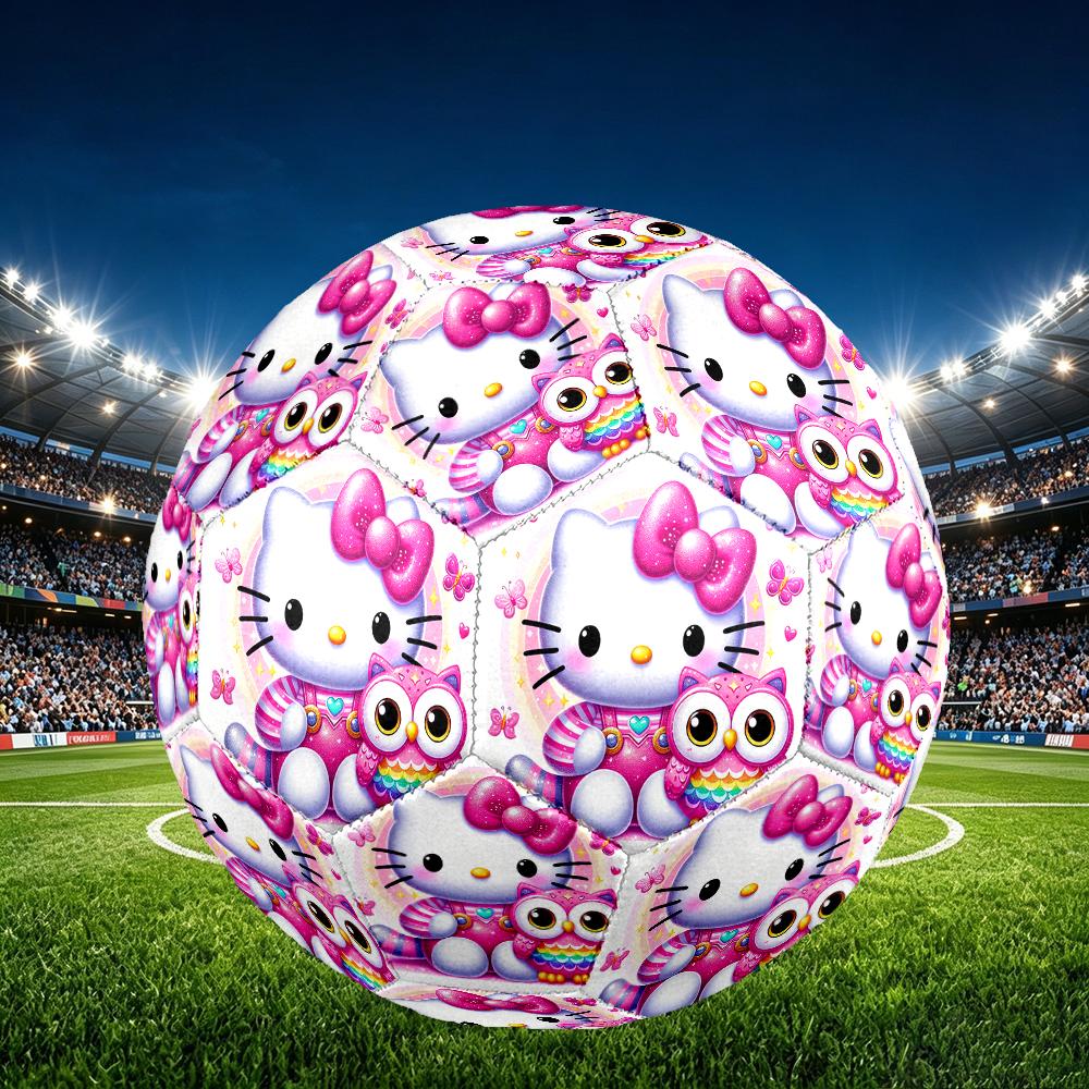 1pc Hello Kitty Pattern Football, Standard Size 5 Soccer Ball Stylish Sport Football for Competition Play and Training