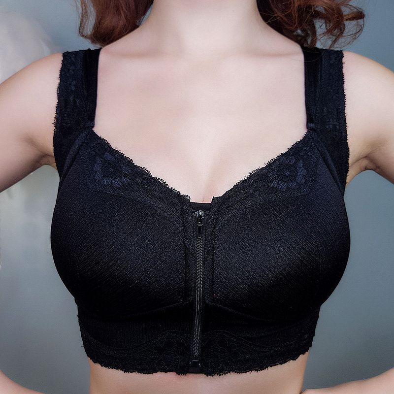 Front Buckle Large Size Zipper No Underwire Vest Underwear Women Beautiful Back Thin Style Sports Sleep Bra