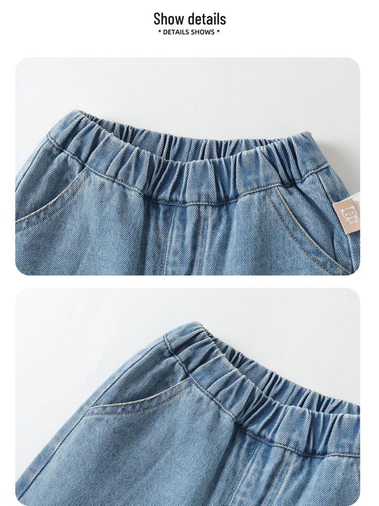 Kaka Panda Girls' Spring/Autumn Casual Jeans for Toddlers and Babies