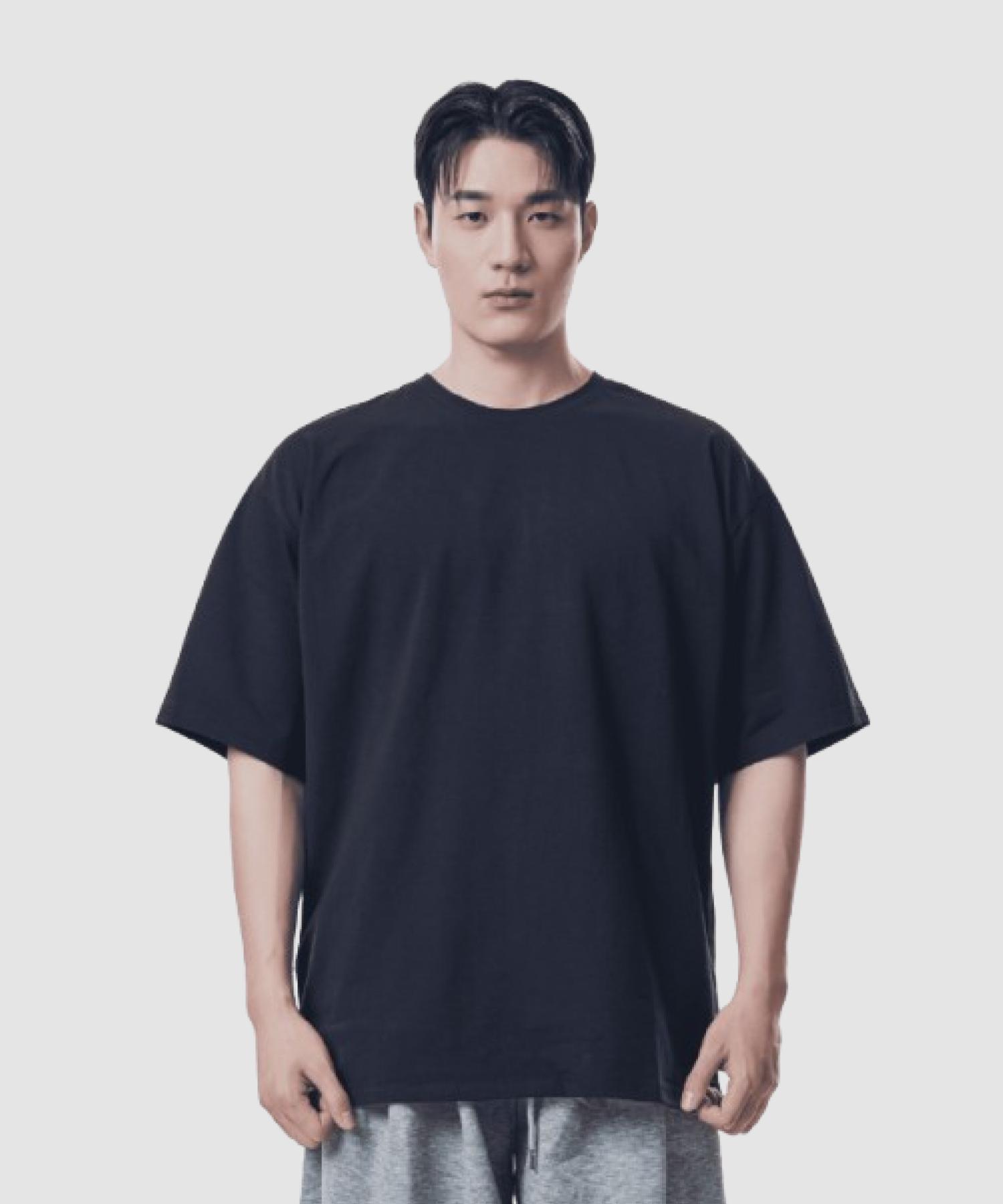 Upi Lounge Plain Extra Oversized Short Sleeve T-Shirt Black/M