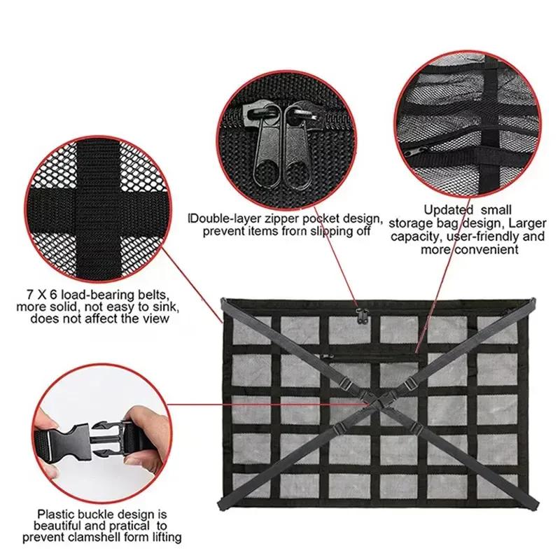 Car Ceiling Storage Net Pocket Auto Stowing Tidying Accessories Car Roof Storage Bag Interior Cargo Net Breathable Mesh Bag