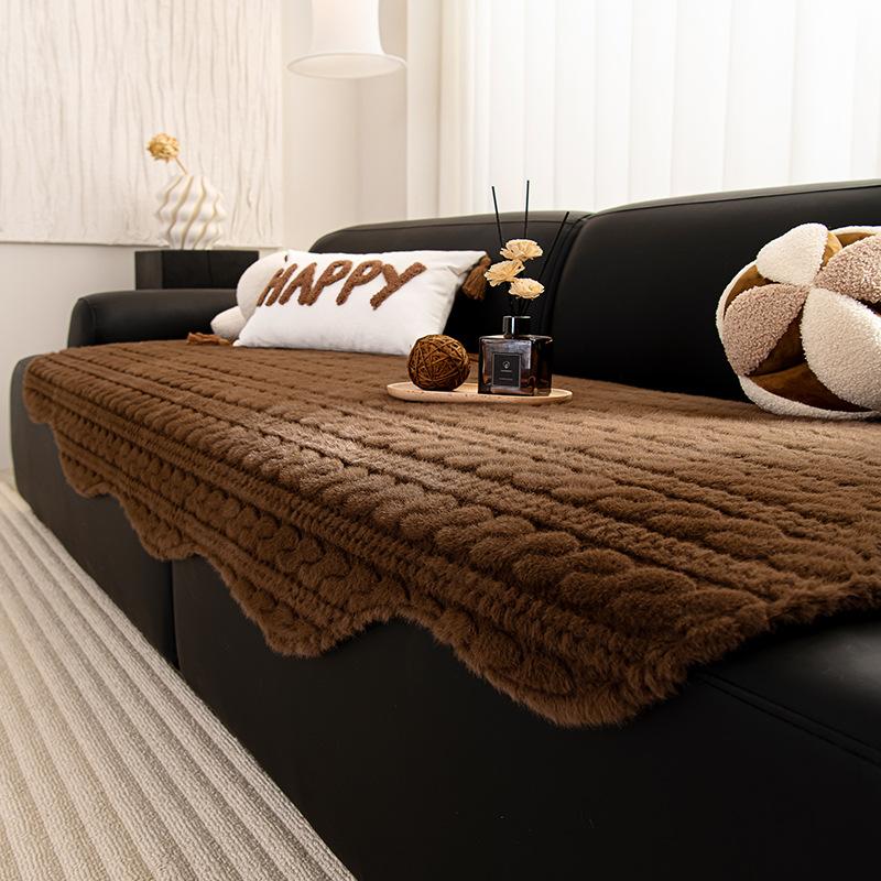 

Autumn And Winter Special-Shaped Sofa Cushion Plush Irregular Sofa Cover Blanket Towel Non-Slip Simple Solid Color New 90*120cm