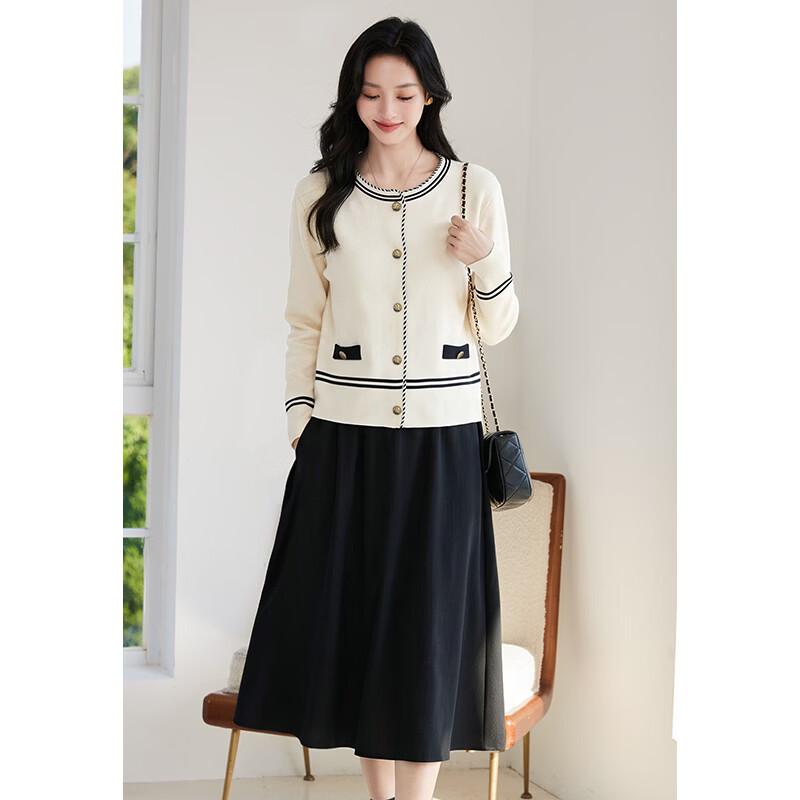VICTORIA&VERA Women's Two-Piece Knitted Cardigan and Midi Dress Set