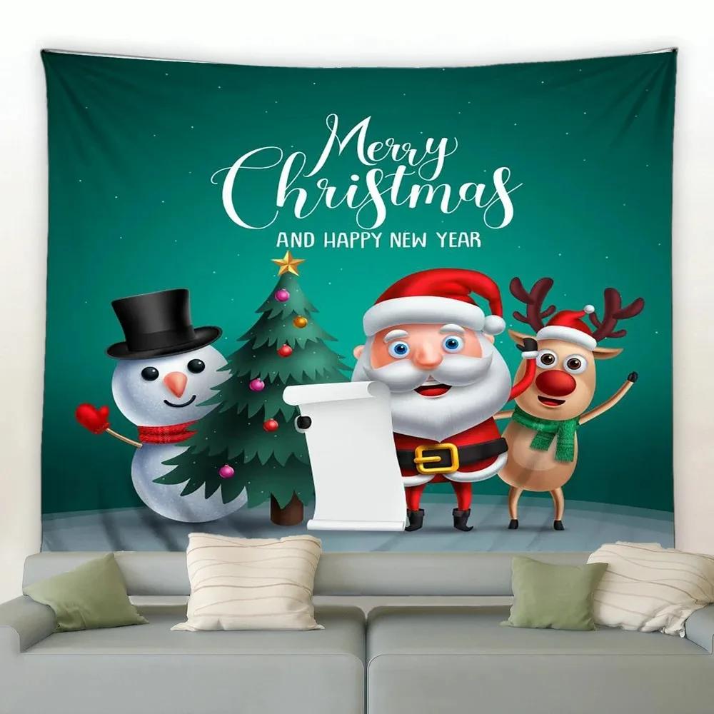 Christmas Cartoon Naughty Snowman Tapestry Living Room Sofa Home Decoration Christmas Gift